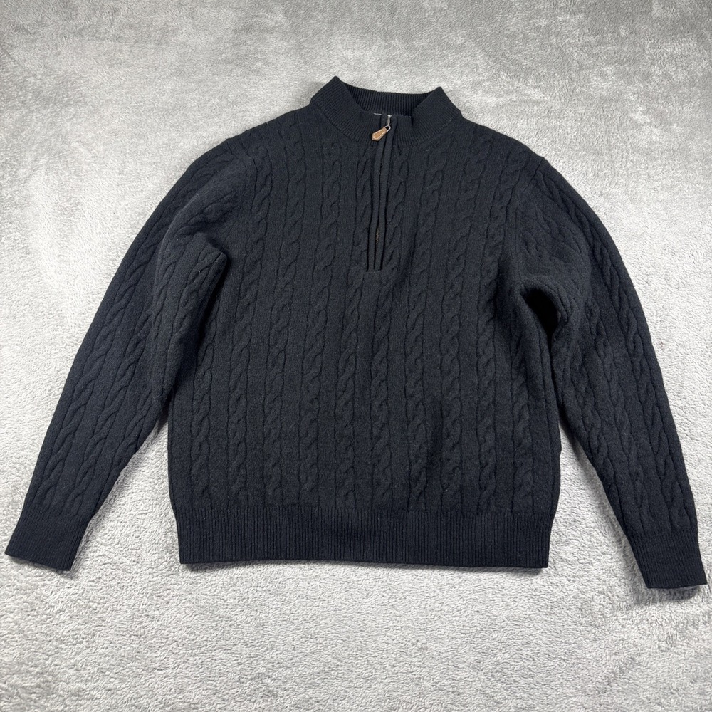 DONALD ROSS 1/4 Zip Black 100% Lambswool Pullover Golf Sweater XXL